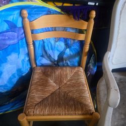 Wooden Ladder-Back Chair with Rush Seat