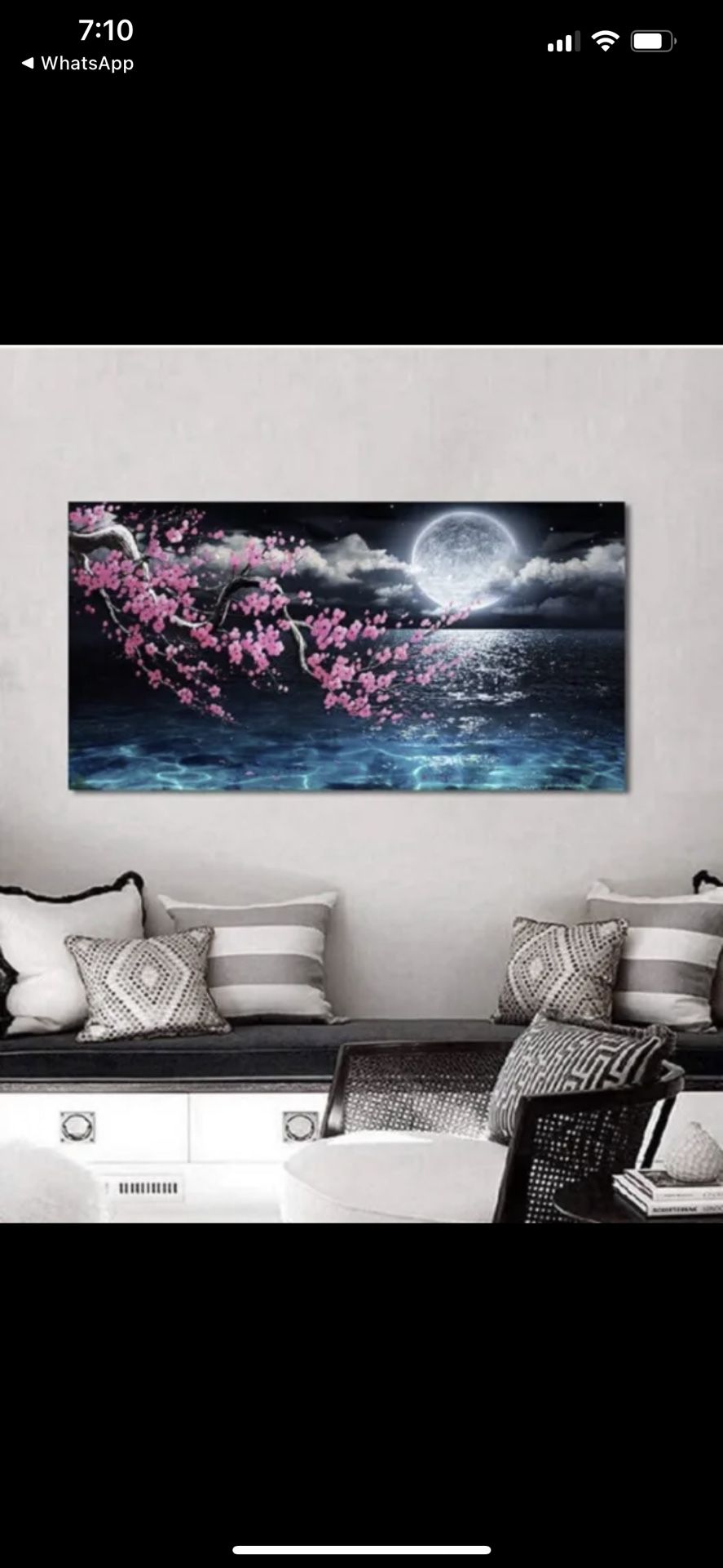 Framed Wall Art Plum Blossom Moon Ocean Art Prints