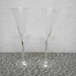 SET OF 2 BOHEMIA 24% PBO LEAD CRYSTALS CLEAR CHAMPAGNE FLUTE