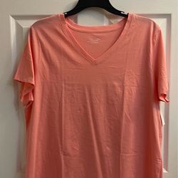 Brand new Ladies coral V neck T-shirt size XXXL