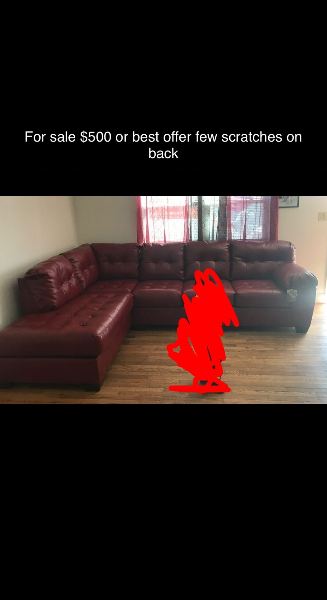 Red Sectional $500 or best Offer