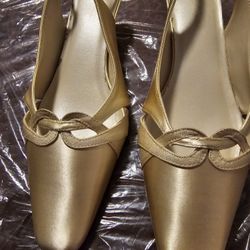Gold Silk Dress Shoes