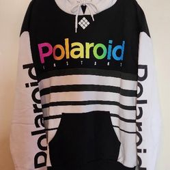 Vintage Polaroid Graphic Hoodie Sweatshirt with Drawstring and Pocket