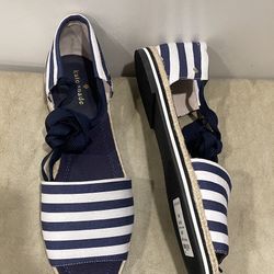 Kate Spade Blue and White Striped Sandals