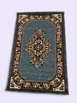 3x5 Blue Traditional Medallion Area Rug
