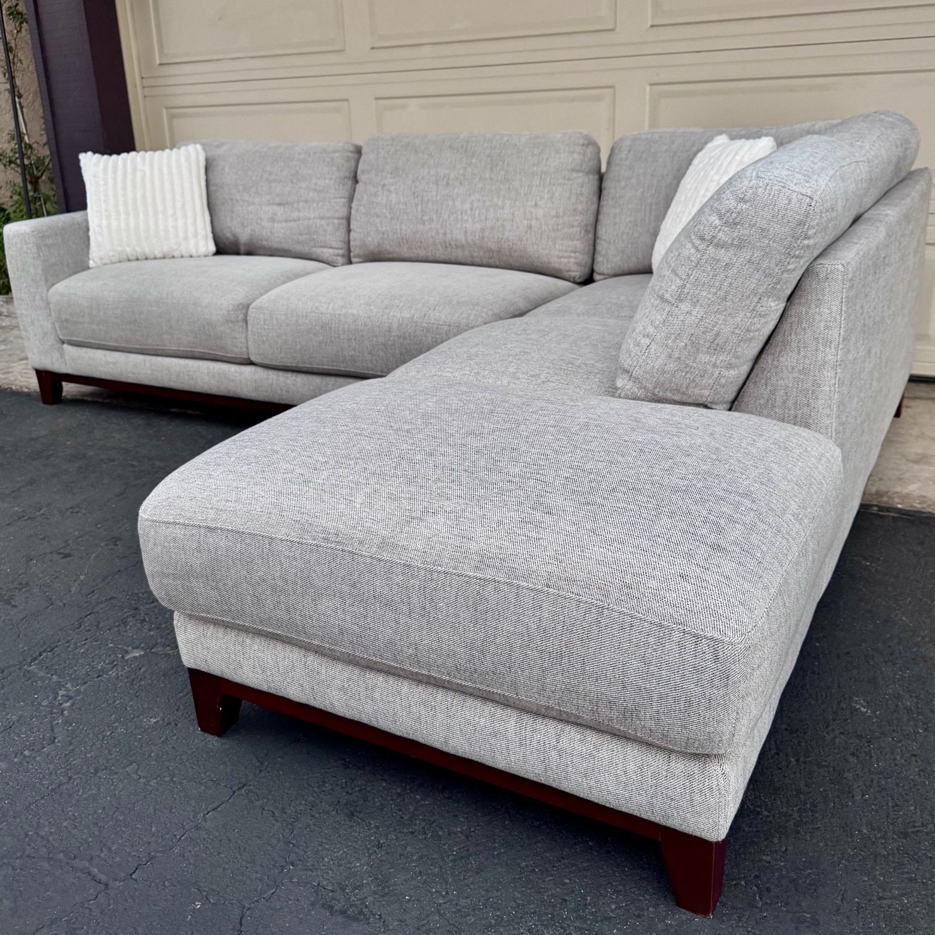 Gray Amherst Cobblestone Living Spaces Sectional Couch Sofa