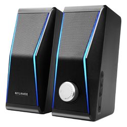 Nylavee Computer Speakers for Desktop PC, 14W AC Powered PC Speakers with Bluetooth & 3.5mm AUX, Hi-Fi Stereo Speakers for Monitor & Laptop, with EQ M