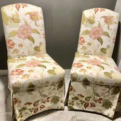 2 Thomasville Floral Print Slip covered Chairs - $125 Each