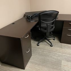 Office Star NAPTYP9 L-Shaped Desk - Mahogany Finish