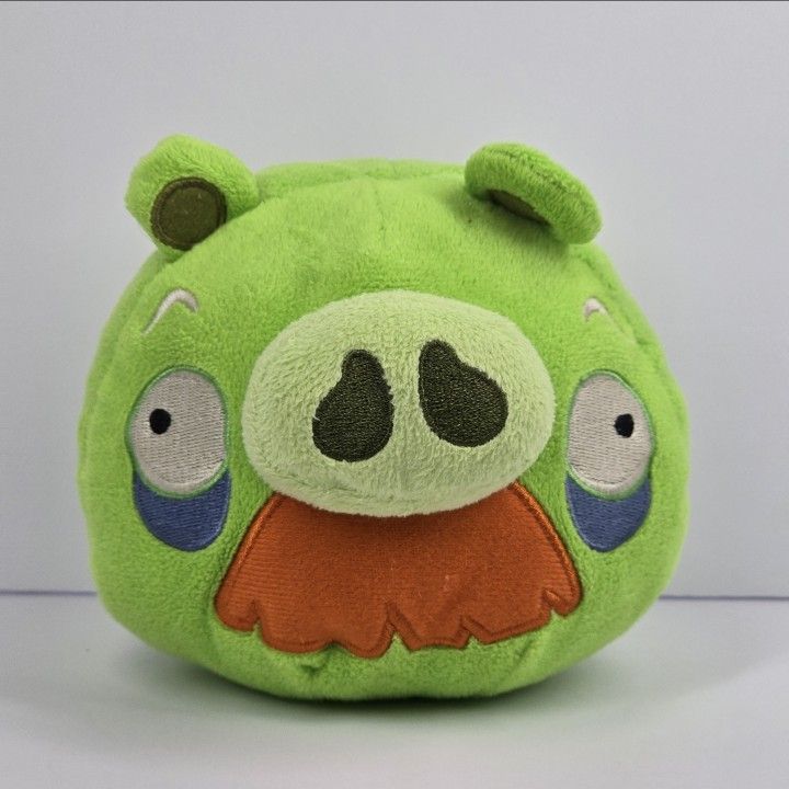 Rare Angry Birds Green Mustache Grandpa Pig 7" Plush Toy Commonwealth Brand 2010