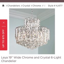 Leya 19" Wide Chrome and Crystal 6-Light Chandelier