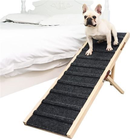 MewJoyee Grey Folding Dog ramp for Small and Large Senior Dogs and Cats, high Tr