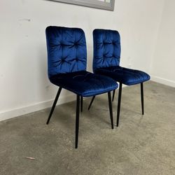 2 Brand New Velvet Fabric Chairs In Box Blue 5981