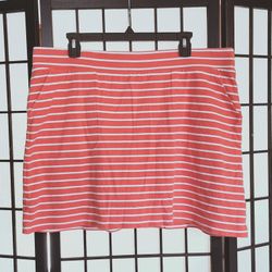 'Croft & Barrow" Cotton skort / skirt coral /red & white stripes, Sz. XXL