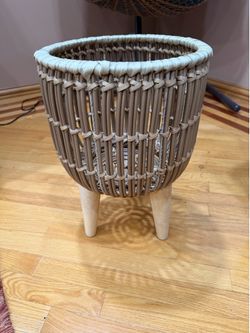 Decorative Woven Basket Planter with Faux Green Plant