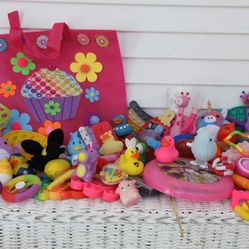 Fidgets, Easter Basket Stuffers & Party Favors Set #2- Poppers/Spinners/Frisbee, Ducks, Light Up Bouncy Balls/Bouncy Eggs, Mini Stuffies, Doodle Board