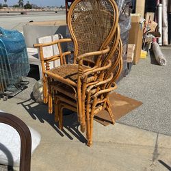 Wicker Back Rattan Style Chairs