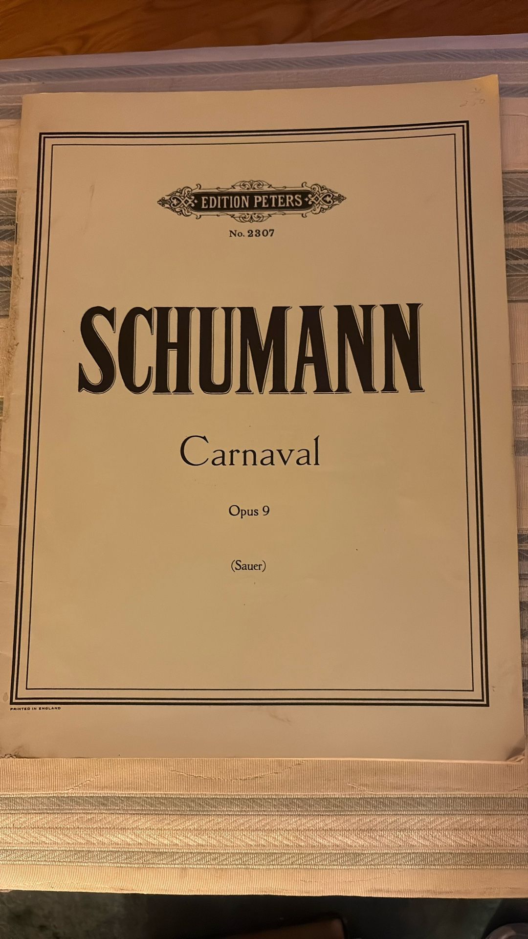 Schumann Carnival Opus 9 (Sauer) Music Book