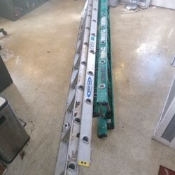 -(1) 16' KELLER FIBERGLASS LADDER AND (1) 20' ALUMINUM WERNER LADDER