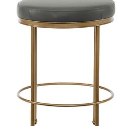 4 Counter Height Leather & Brass Barstools
