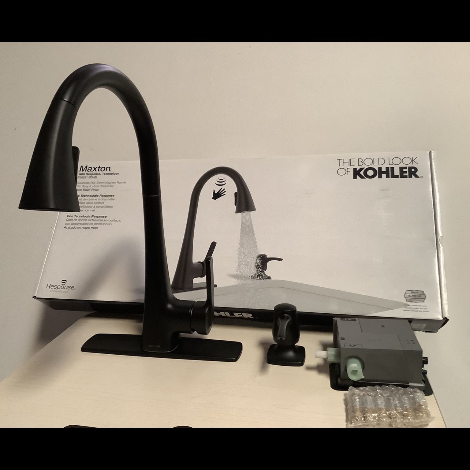 KOHLER Maxton Touchless PullDown Kitchen Faucet with Soap Dispenser, Matte Black