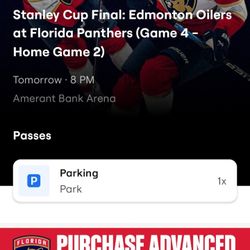 Florida Panthers Versus Edmonton Oilers Game 4 General Parking Pass 06/12/25