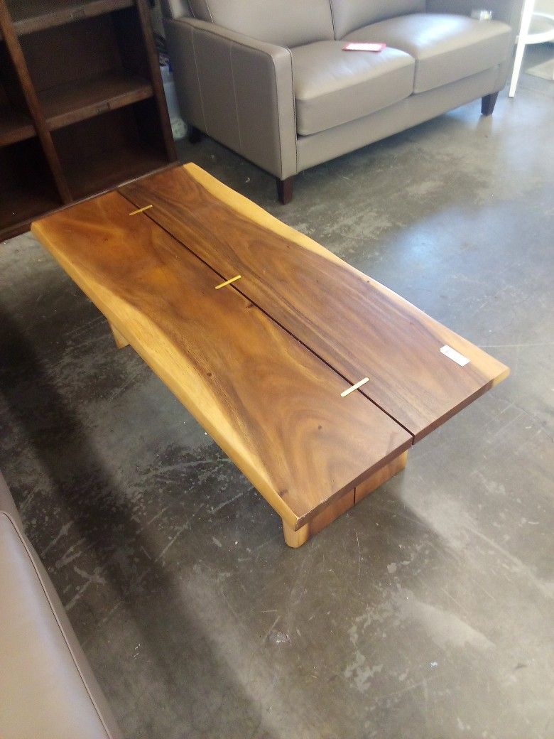 Sansur Rustic Pecan Live Edge Wood Coffee Table
