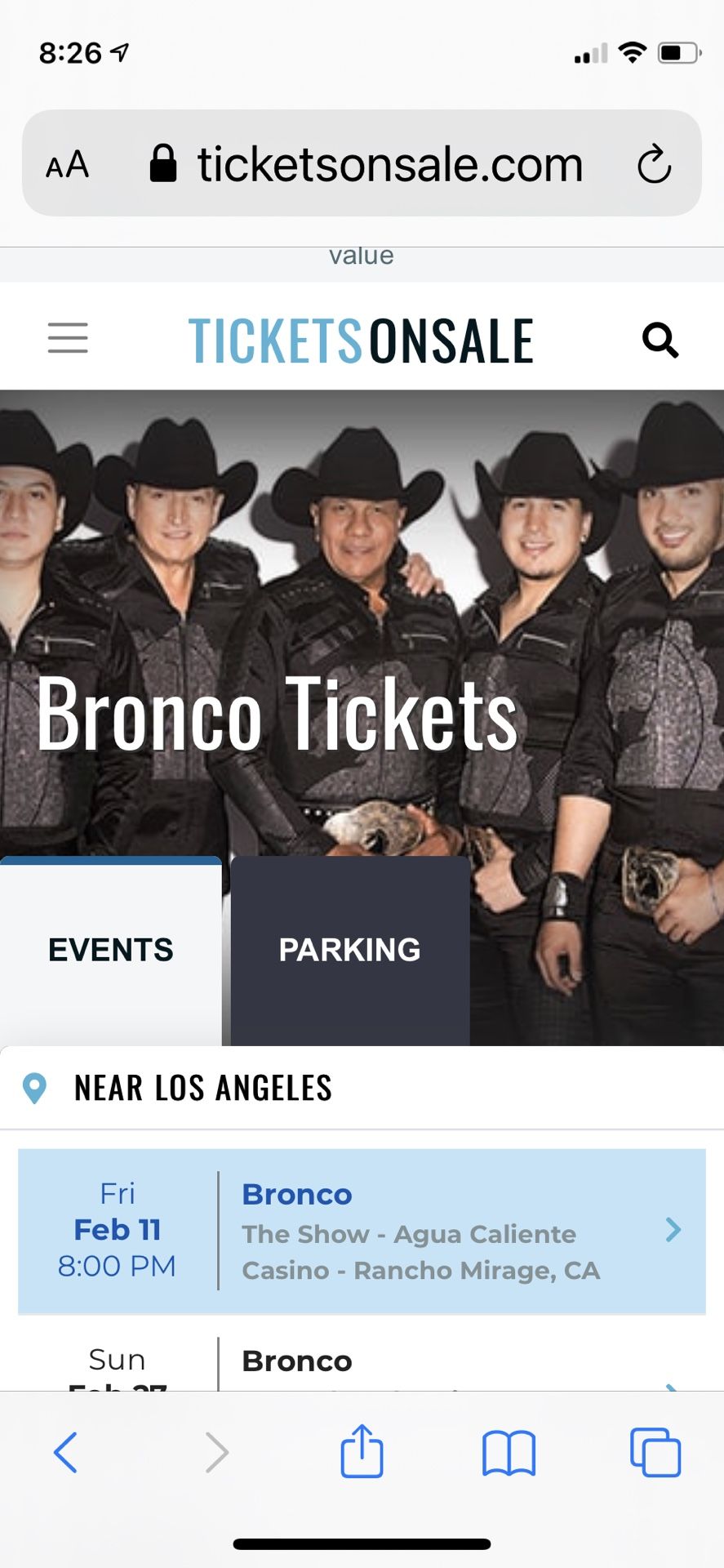 Tonight Bronco Tickets Agua Caliente