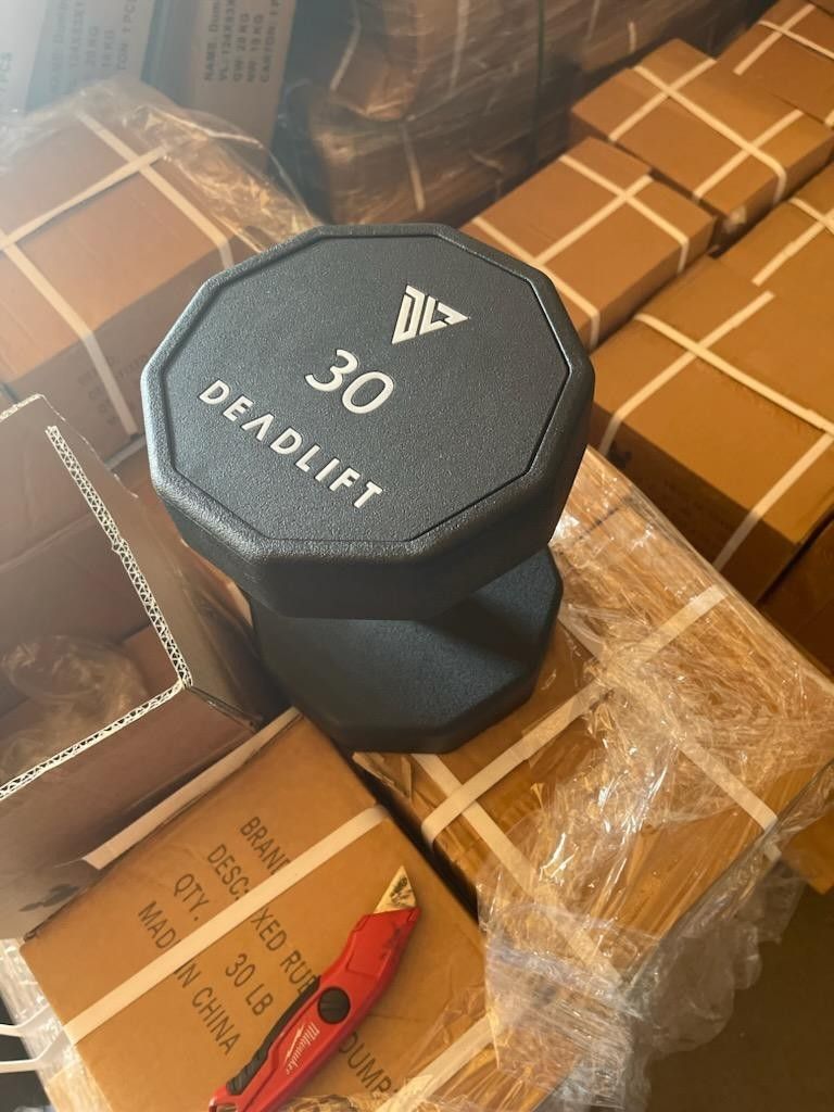 Urethane Dumbbell Set 5-100 lb with 2 Racks, New in Box