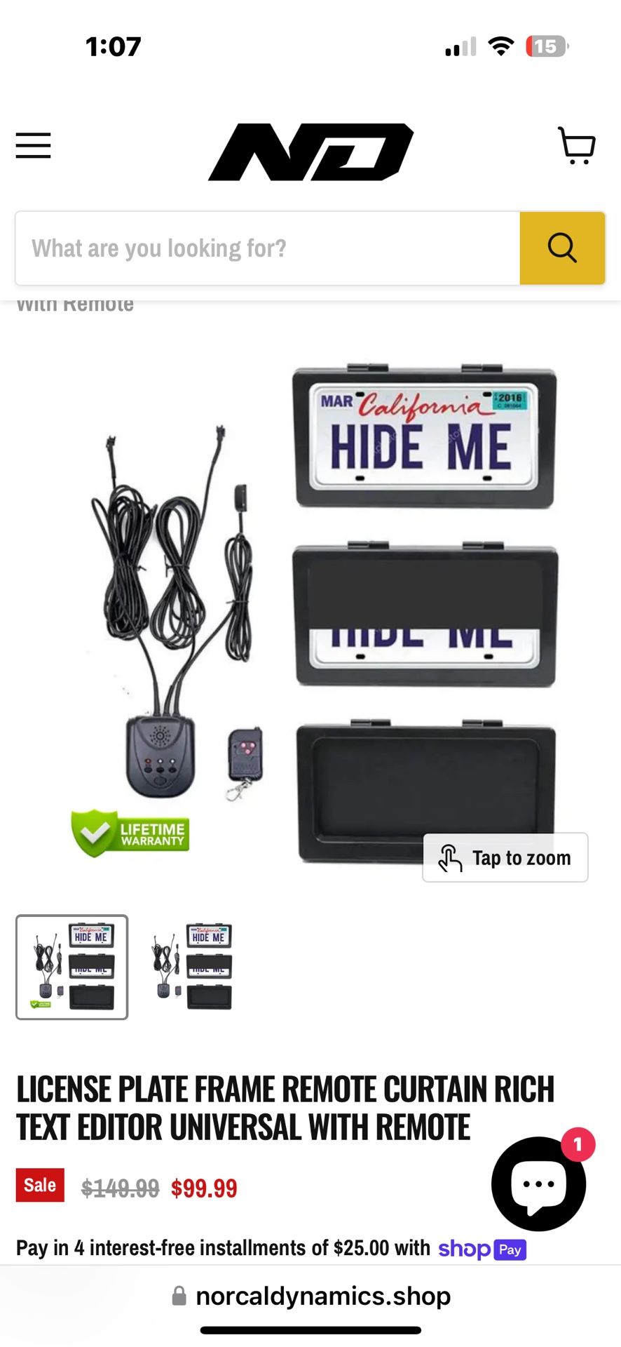 License Plate Bracket With Remote Curtain