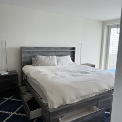 King Bed Set - Platform Storage Bed Frame, Side Tables & Dresser