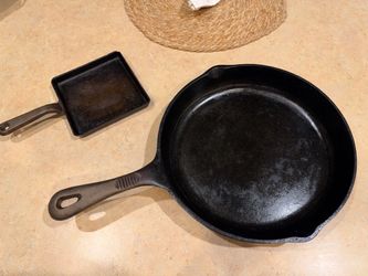 Benjamin & Medwin 11 ½-inch cast iron skillet - also a square 5” cast iron