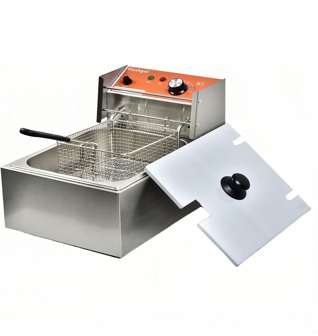 Commercial Deep Fryer with Basket 6-12L Capacity Adjustable Temperature and Timer Stainless Steel With lid Suitable for home/commercial/camping/outdoo