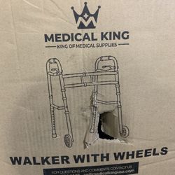 Medical King Lightweight Aluminum Walker With Wheels Up To 350 LBS