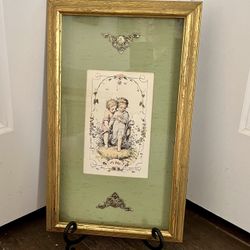 Vintage Framed Lithograph By French Artist L. Penet Mid 1800s 16/20 Inches 