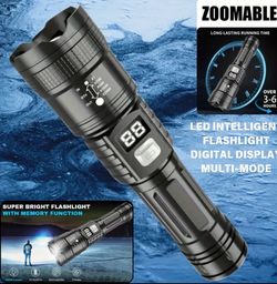 Rechargeable High-Power LED Flashlights with, Zoomable Spotlight, USB Cable