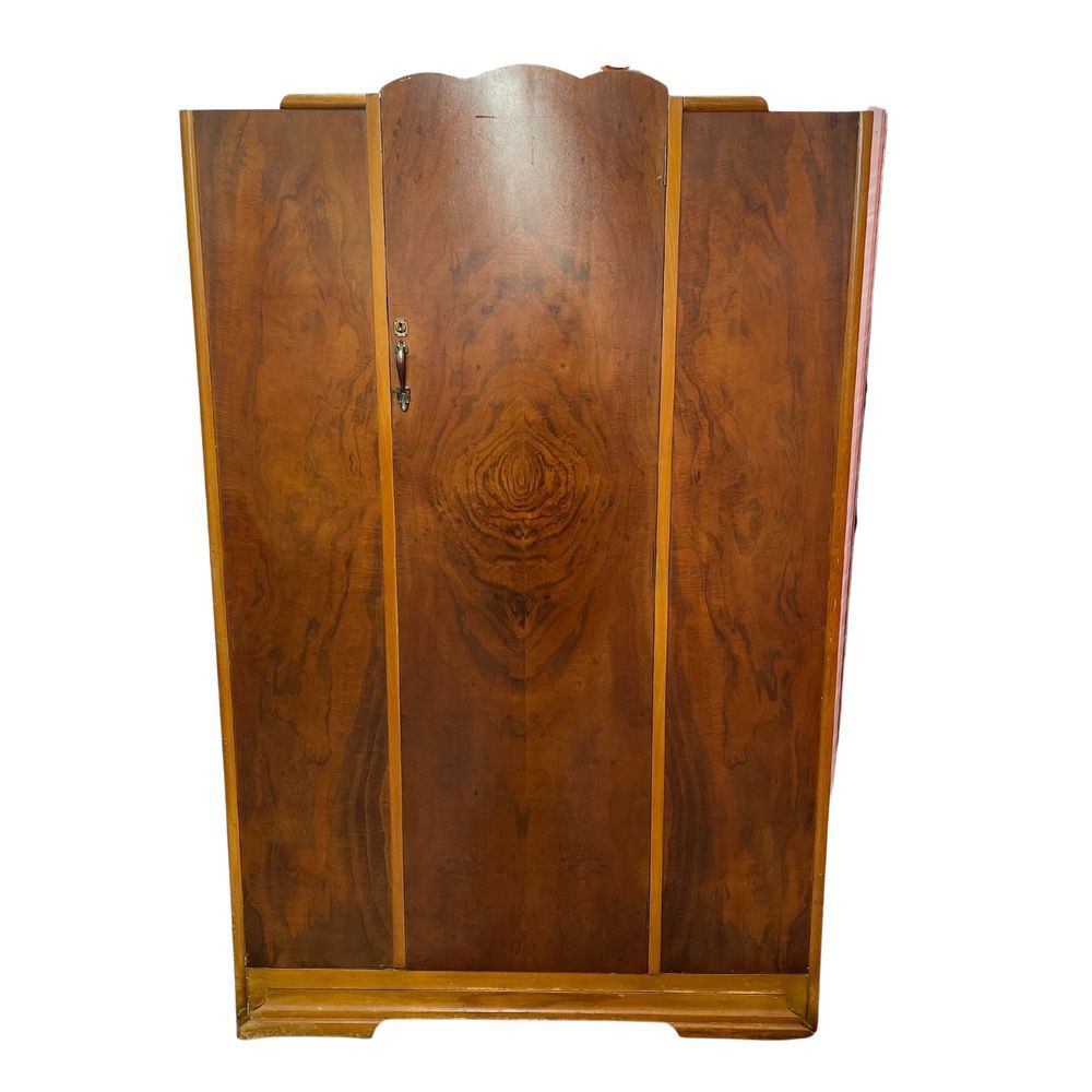 Antique Art Deco Child Armoire Wardrobe CWS Limited Cabinet Factory Tiger Wood Pattern