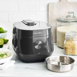GreenPan Olla Arrocera Eléctrica Reductora de Carbohidratos, 4 Tazas Crudas, Antiadherente Cerámico Libre de Toxinas, Negro
