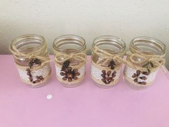 Rustic vintage burlap bottle/jar decorations for home/wedding/party