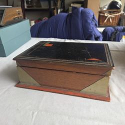 Paul Frankl Painted Art Deco Wooden Jewelry Box 1930s 30s Geometric