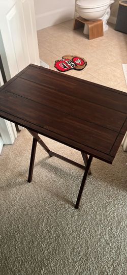 Dark Wood Folding TV Tray Table 4 piece set