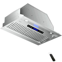 0970-NAB02-30" 900CFM Range Hood Insert, Ducted/Ductless Built-in Range Hoods with Remote/4 Speeds Touch Control LCD Display,2pcs Baffle Filters,Adjus