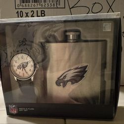 Philadelphia Eagle gift set watch and flask