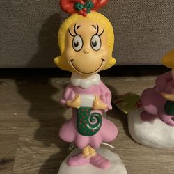 Gemmy Lighted Blow Mold Decor Cindy Lou Who w/Stocking 14in Dr. Seuss-SHIPS ASAP