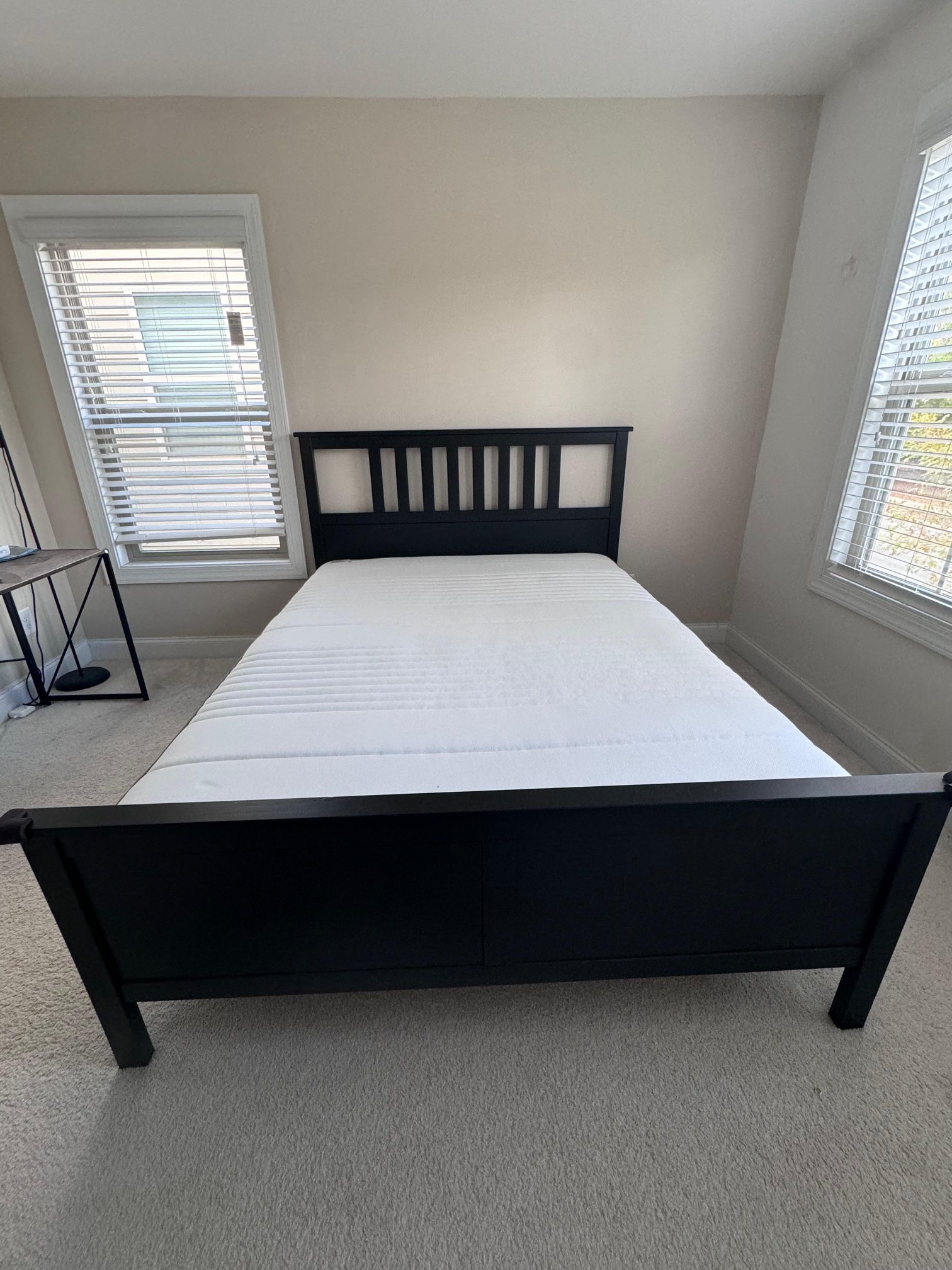 IKEA HEMNES Queen Bed + Hybrid Queen Mattress – Like New