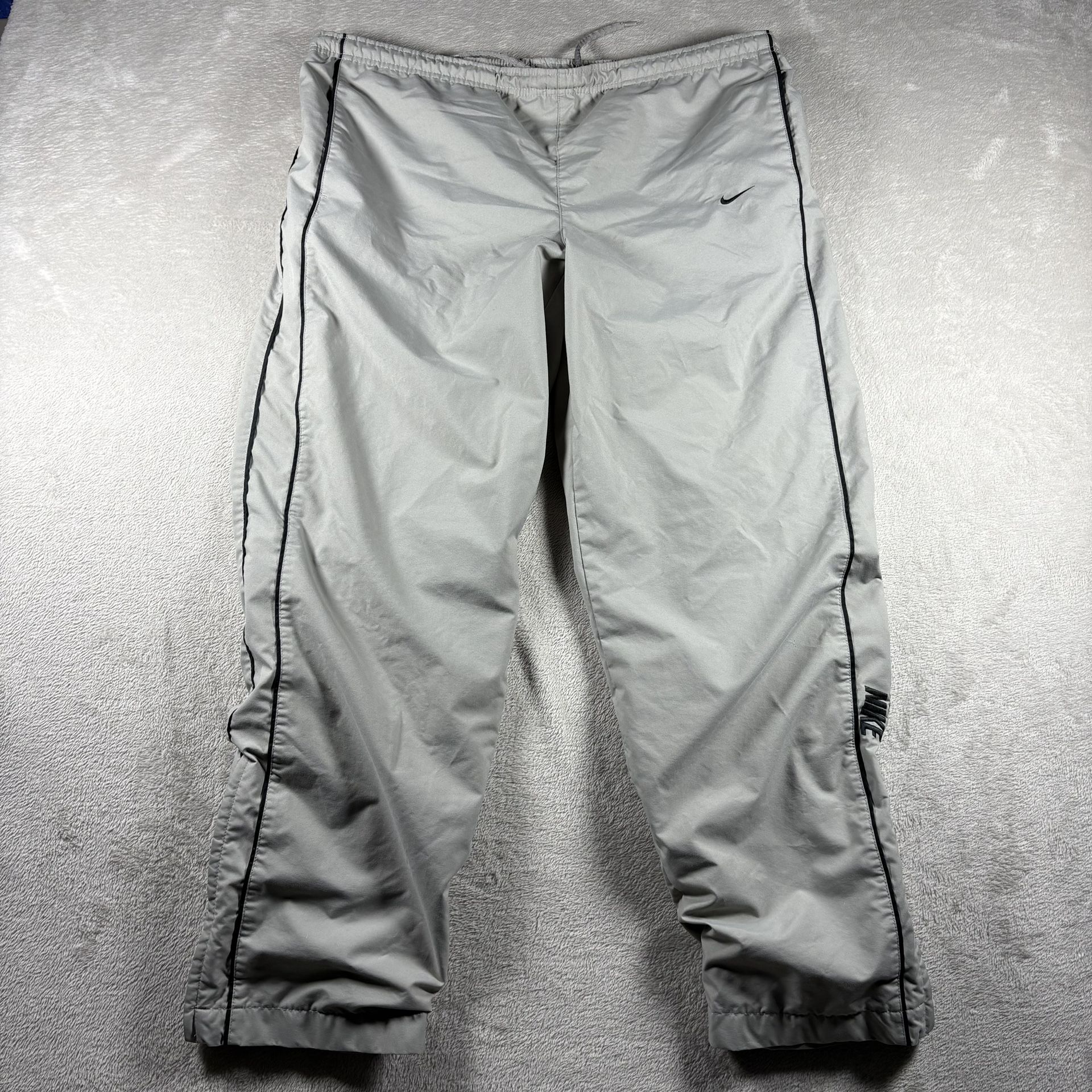 Vintage Nike Track Pants Men’s M Gray Y2K Baggy Windbreaker Nylon Baggy #2062