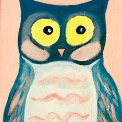 Whimsical owl 🦉 original painting 5x7”