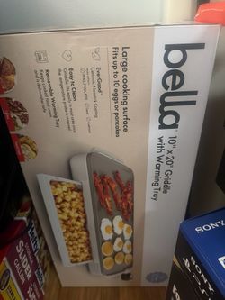 Brand new griddle with warning tray