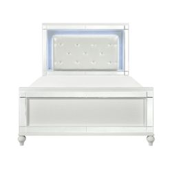 White Queen Bed Frame With LED 