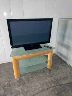 Z-Line Design Frosted Glass TV Stand w/TV